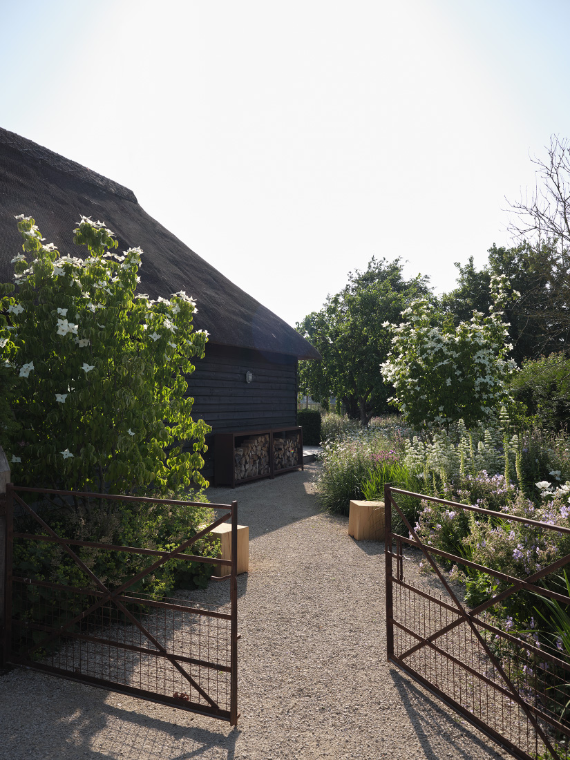 An intimate courtyard welcomes